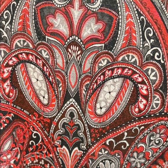 Long Sleeve Red Patterned Women's Dress - Picture 3 of 3